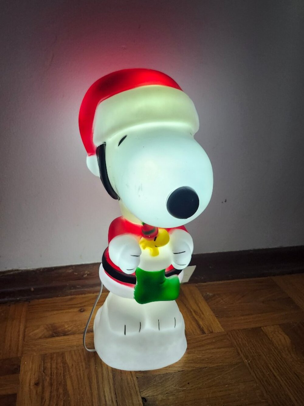 Peanuts Christmas Lighted Decor Snoopy Holding Woodstock